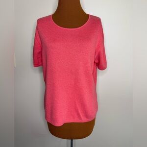 Lands End Short Sleeve Salmon Short Sleeve Sweater Cotton Size Large